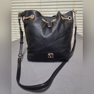 Victoria's Secret Black Shoulder Bag with Gold Chain